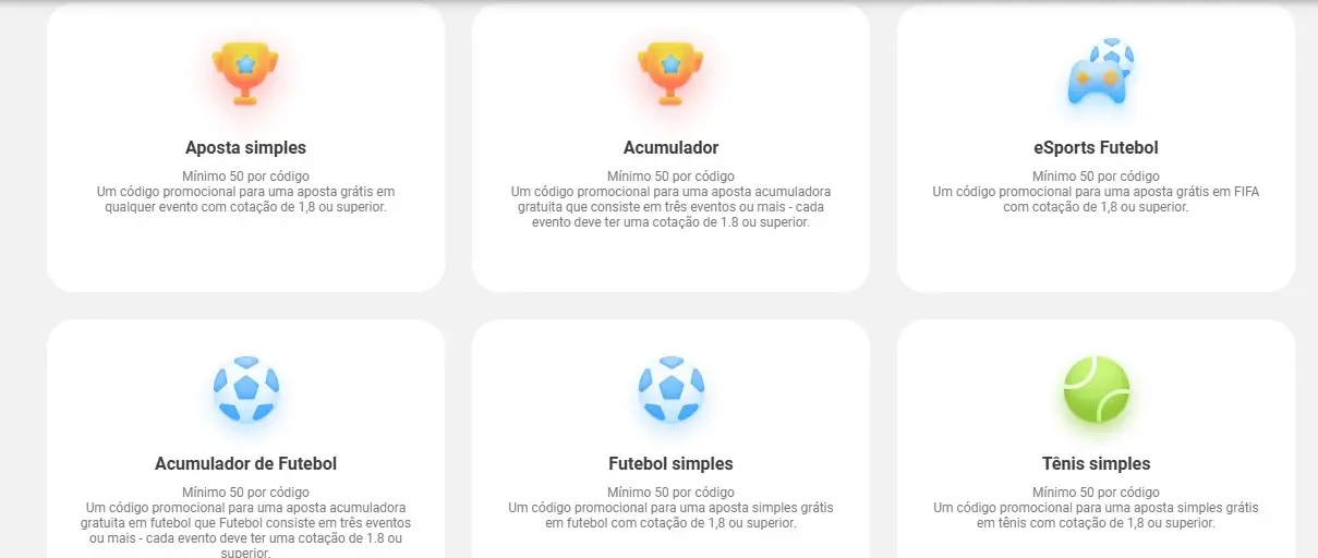 Opções de códigos promocionais na MelBet para apostas simples, múltiplas e esportes específicos